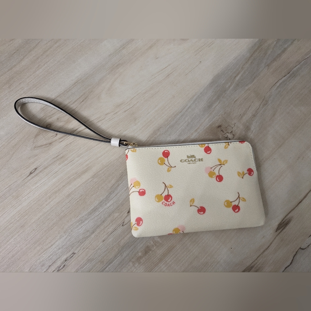 authentic coach wristlet cherry design
